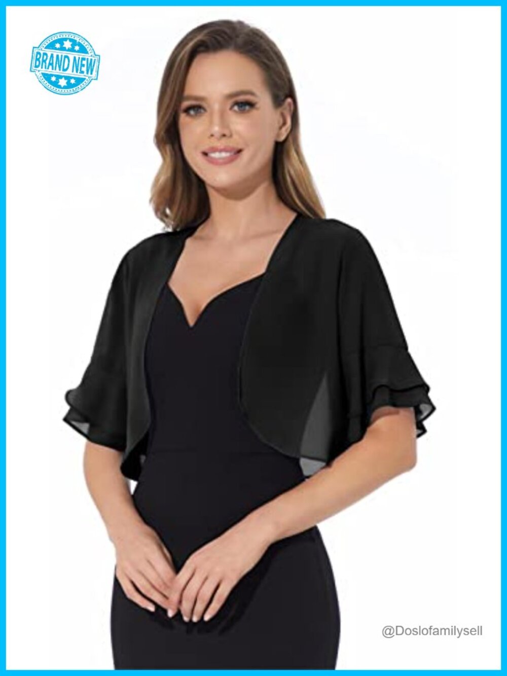 Chiffon Shrug 3/4 Sleeve Bolero Cardigan for Evening Dresses